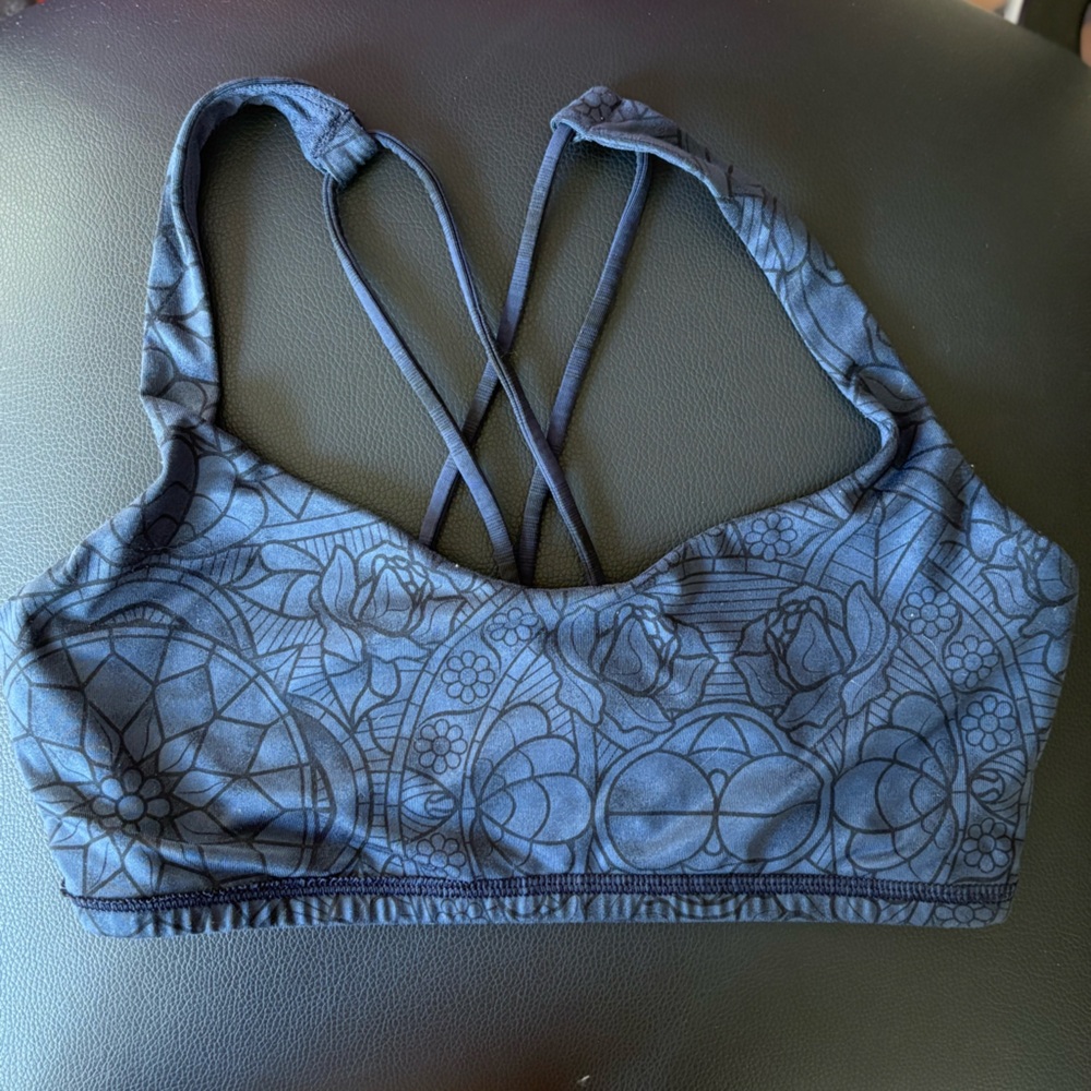 lululemon athletica Navy Floral Strappy Sports Bra